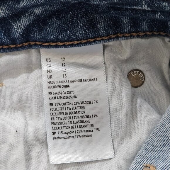 American Eagle Shorts Women 12 Blue Distressed Lace Cotton Stretch Beach Boho - Picture 13 of 16